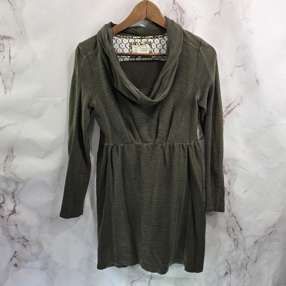 Anthropologie Dress Womens Small Green Long Sleeve Funnel Cowl Saturday Sunday - Picture 1 of 10
